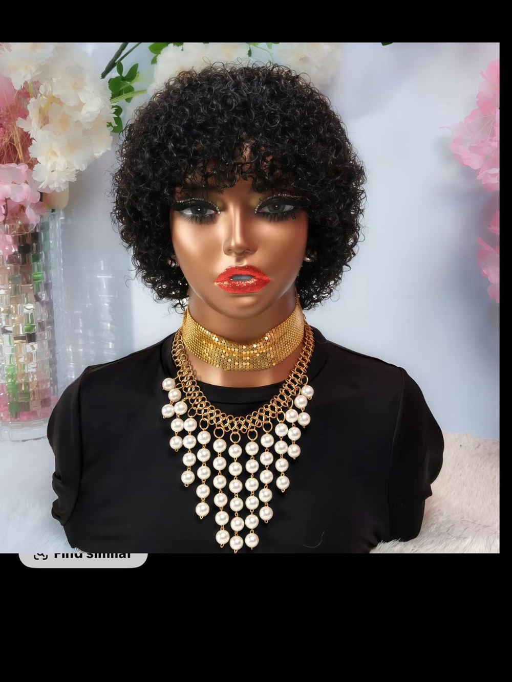 Black Curly Short Wig - Tight Curls